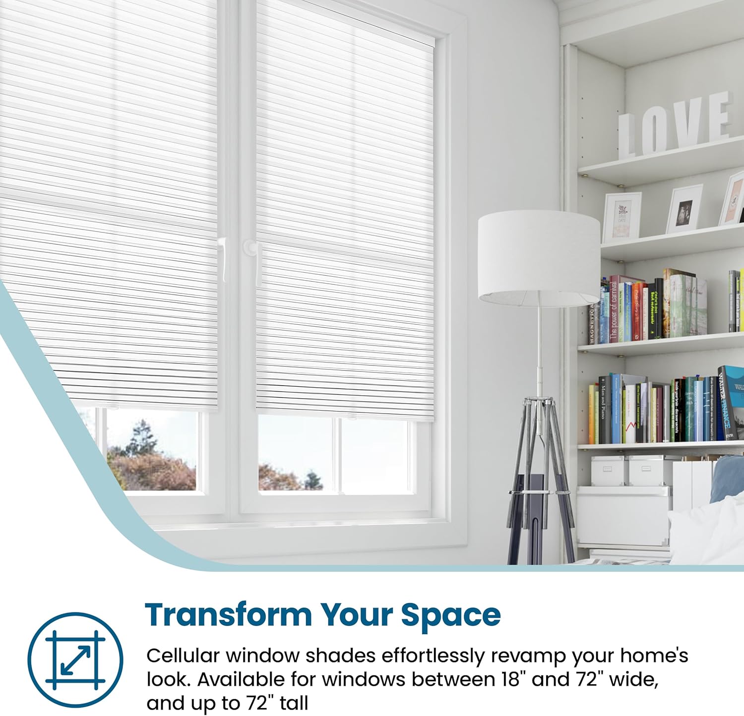 Detalle de BlindsAvenue Cordless Cellular Honeycomb Shade, White — 24" W x 48" H