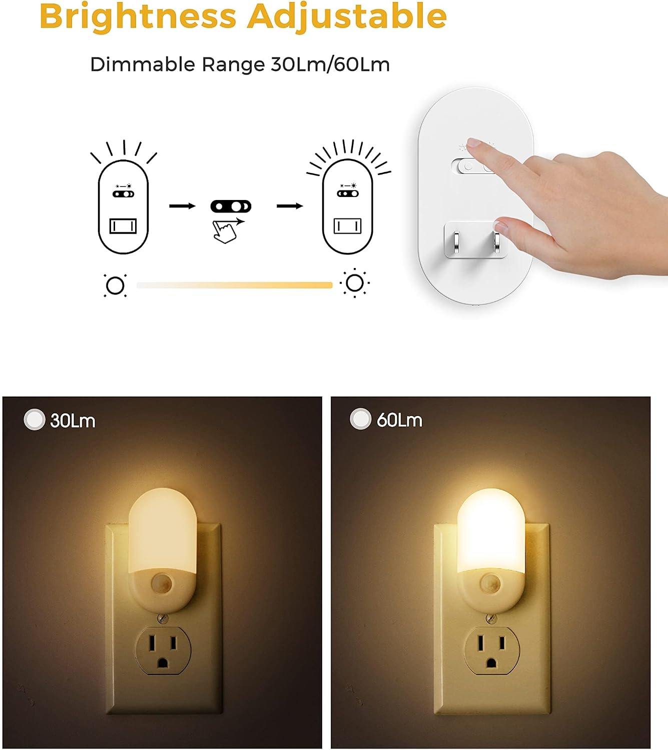 Detalle 2 de L LOHAS LED WL Motion Sensor Night Lights, 30/60 lm, 3000K, 4-Pack