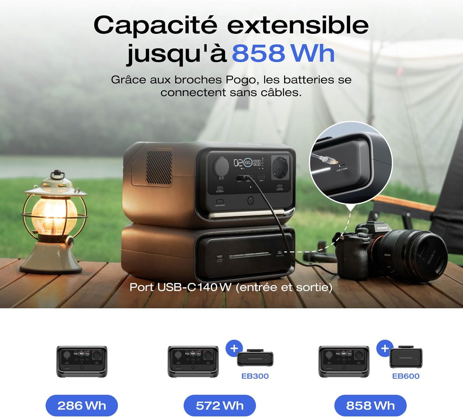 Thumbnail 4 de EF ECOFLOW RIVER 3 Plus sans fil et batterie externe 5000 mAh, extension 858 Wh — Power station portable polyvalente