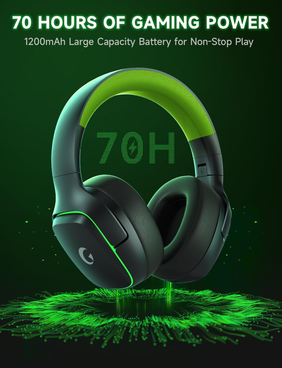 Detalle de Gvyugke 2.4GHz Wireless Gaming Headset for PS5/PS4/PC/Switch with 7.1 Surround, Noise-Canceling Mic, and Long Battery Life