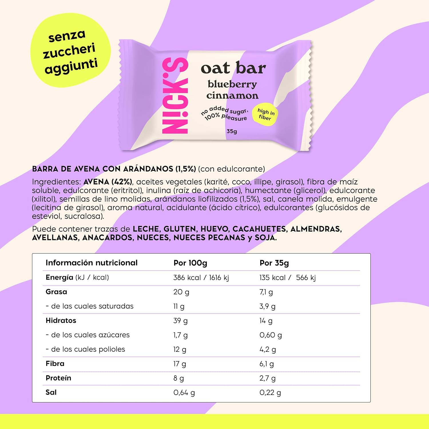 Detalle 2 de NICKS Barritas avena arándanos canela 12x35g