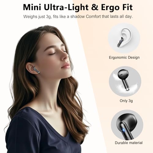 Detalle 2 de Auriculares Inalámbricos Bluetooth Drsaec J55: 56h de autonomía, 5.4, ENC y IP7, sonido HiFi y control táctil