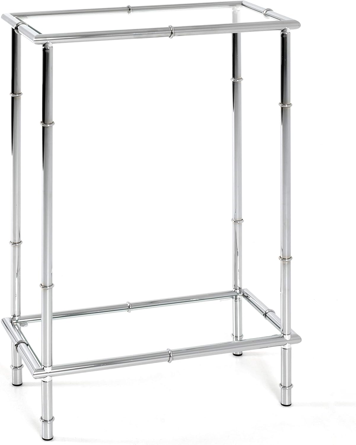 Detalle de Hakú Consolle cromata in metallo con vetro di sicurezza – 50 x 75 x 25 cm, stile moderno