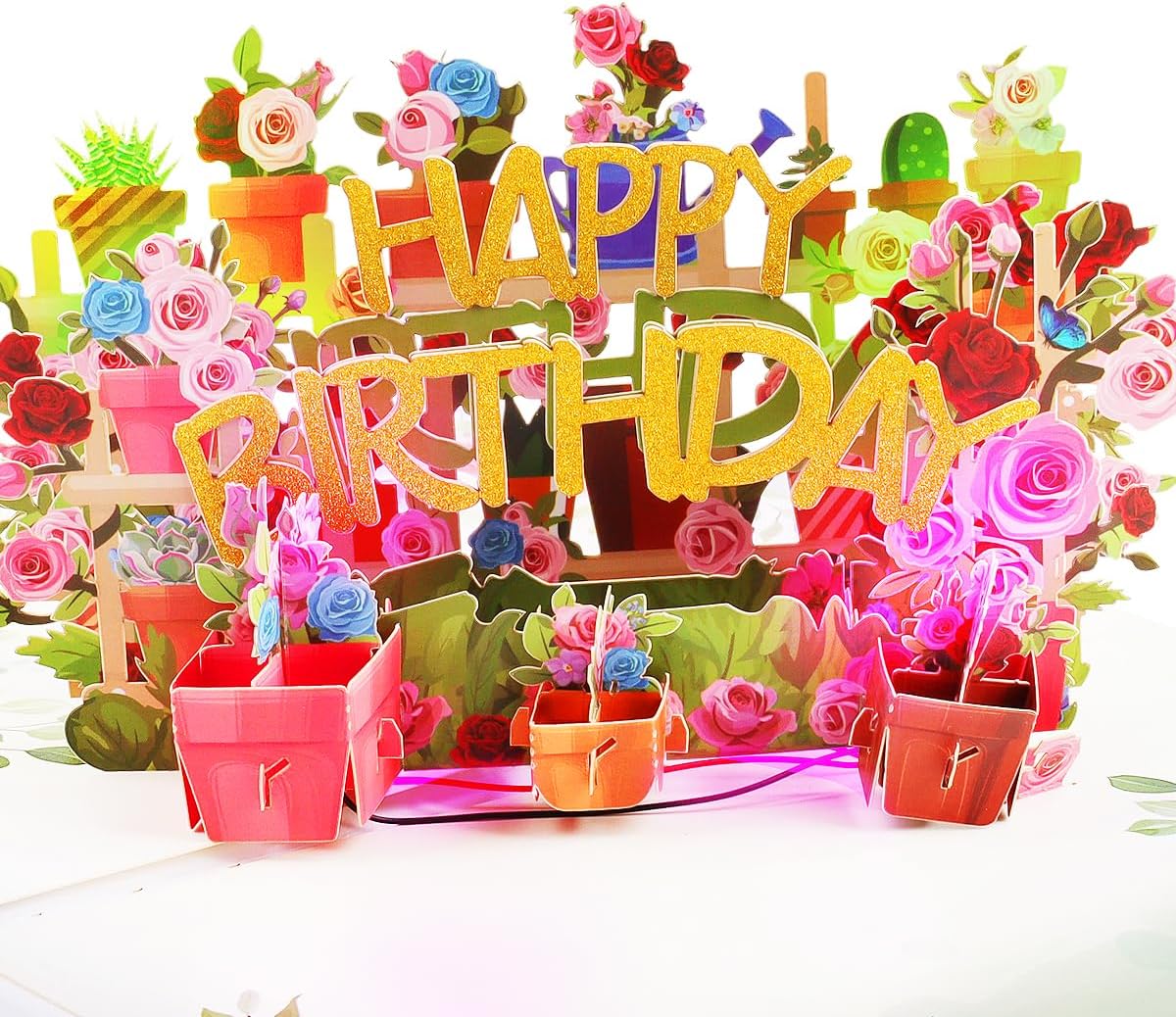 Thumbnail 6 de CNLITIHEKA YYFH-01 3D Musical Birthday Card, Floral Pop-Up with Lights