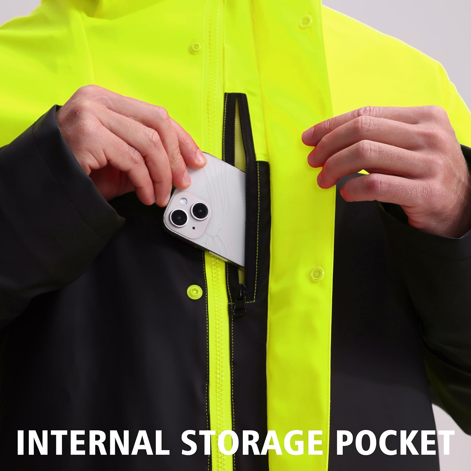 Thumbnail 6 de Men’s PRO Workwear 3-Piece Waterproof Rain Jacket & Bib Pants Set – heavy-duty PU two-tone rain suit