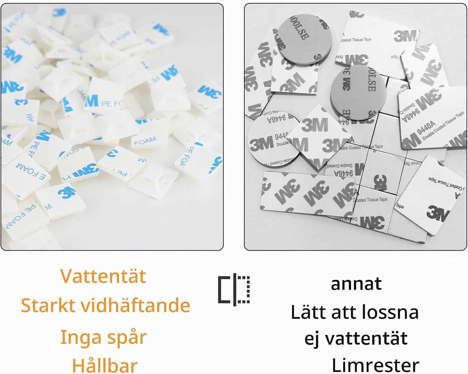 Detalle de Behiruch buntbandsset med 300 vita nylonband i tre längder och självhäftande fästen