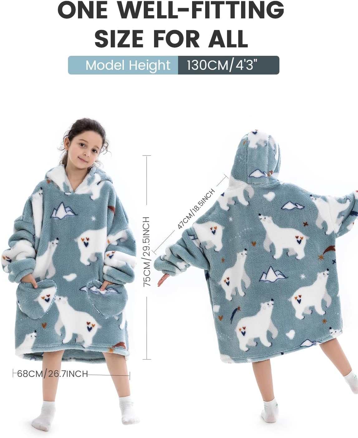 Thumbnail 5 de Summshall Kids Blanket Hoodie, Polar Bear Plush Wearable Blanket