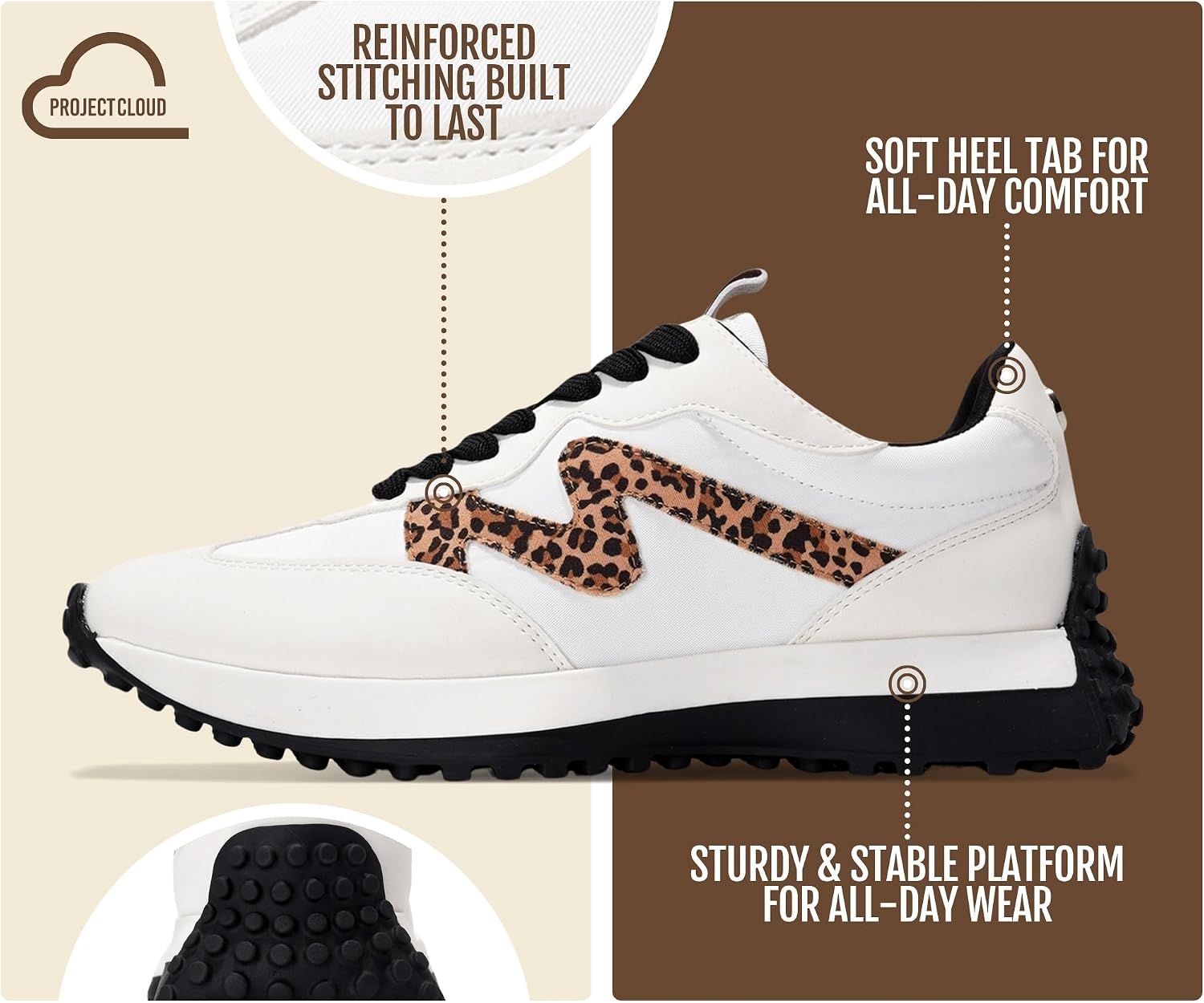Detalle de Project Cloud Lecco Women’s Lace-Up Sneakers with Canvas and Memory Foam