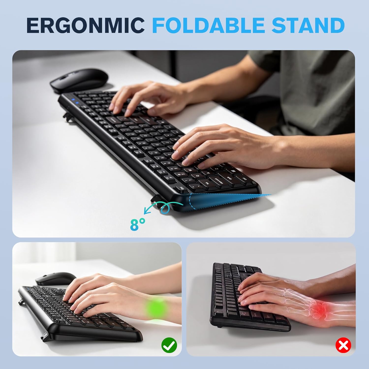 Detalle 2 de Hamile Wireless Keyboard and Mouse Combo, Full-Size