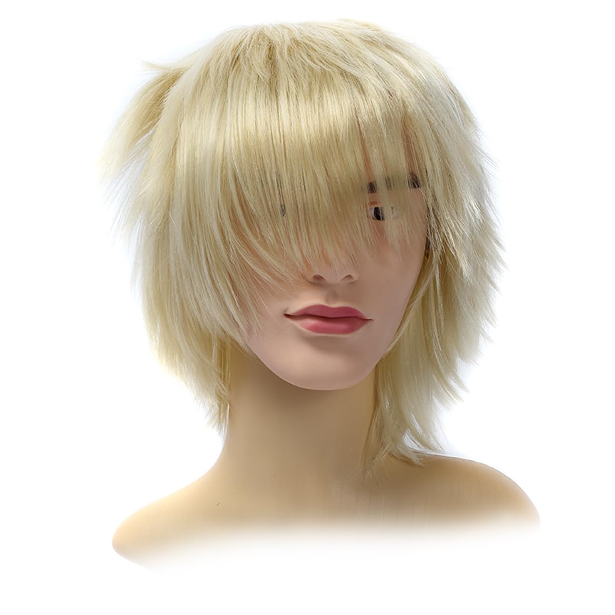 Thumbnail 1 de Luxiremi Cosplay Perücke Blond, gerade, kurz und gestuft – synthetisch für Halloween & Karneval