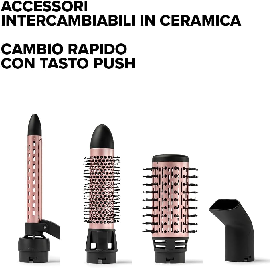 Detalle de Bellissima Imetec GH30 1000: Spazzola ad Aria Calda 5 in 1 per Capelli Lisci, Mossi e Ricci