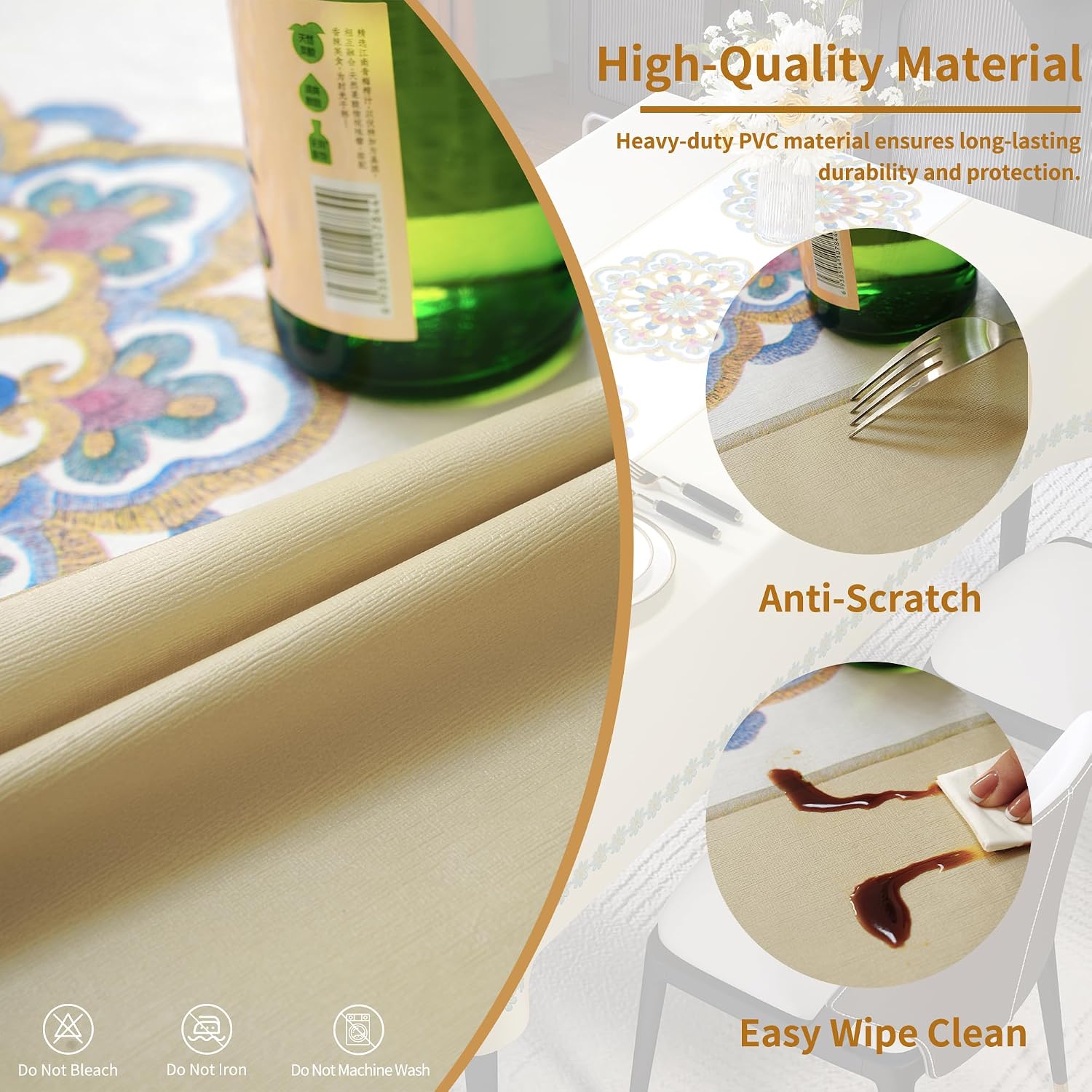 Detalle de HOMOHEINI Vinyl Tablecloth, 52 x 70 Inches
