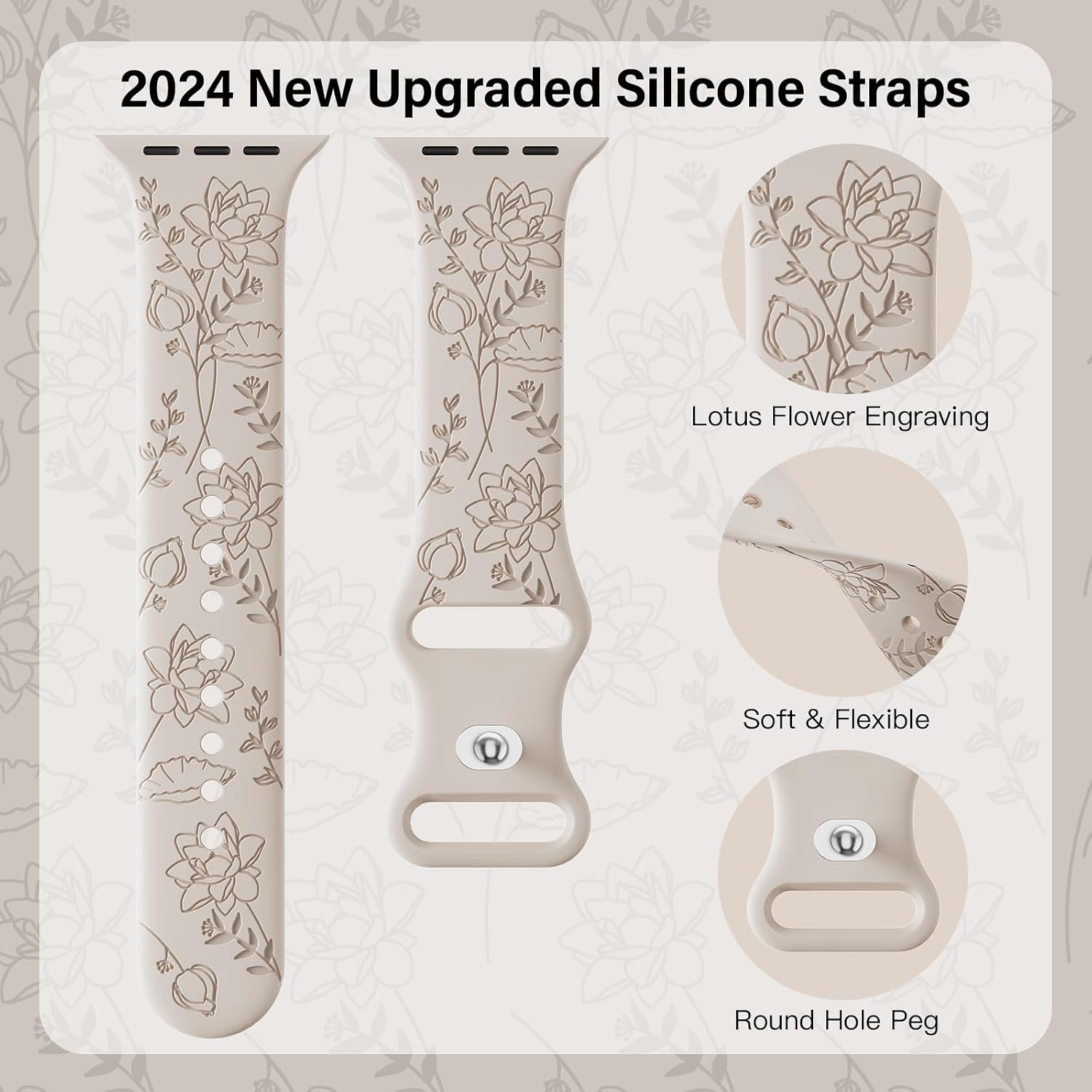 Detalle 2 de Yoohoo Floral Engraved Strap 42mm for Apple Watch