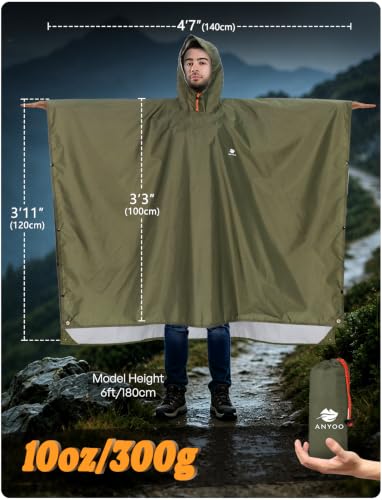 Thumbnail 1 de ANYOO Wasserdichter Regenponcho Unisex – Leicht, Wiederverwendbar, Vielseitig