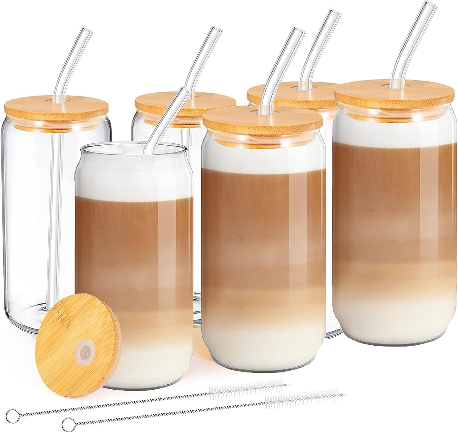 Detalle de MEIMUCUL M.MCUL 6pcs drinkglazen met deksel en rietje, 500 ml