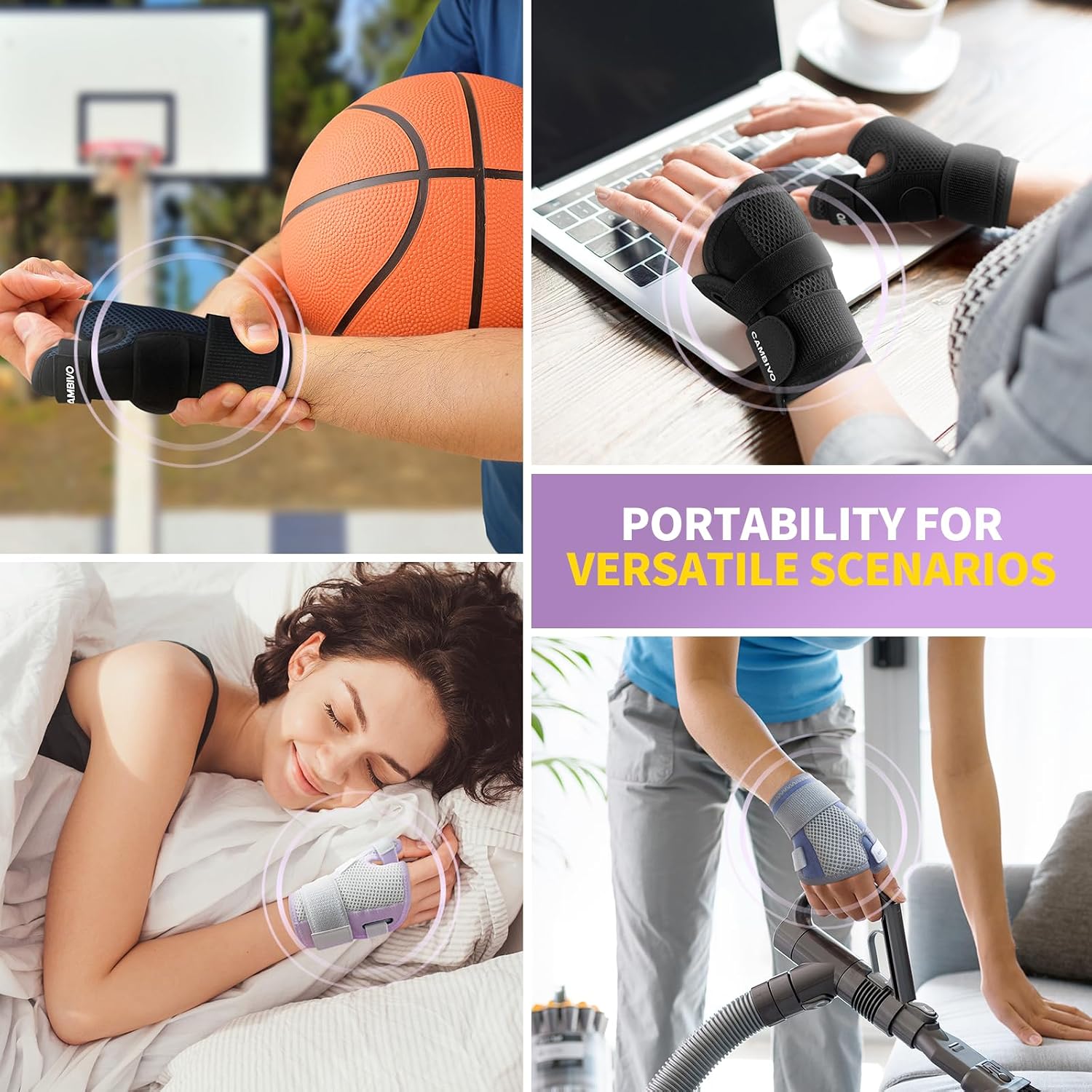 Thumbnail 6 de CAMBIVO Wrist Supports with Thumb Splint S/M