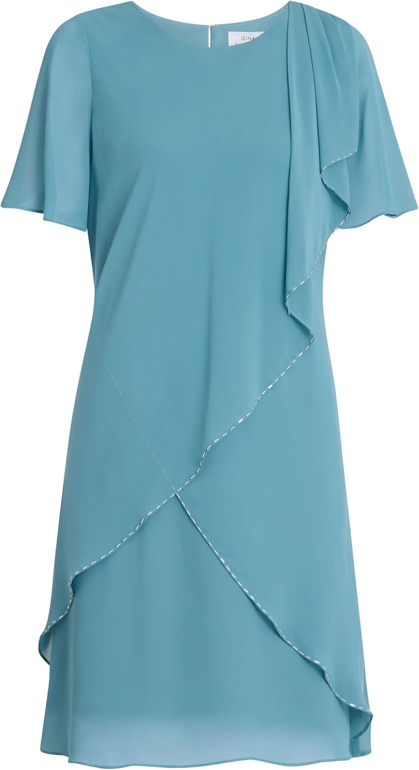 Detalle de Gina Bacconi Blue Floral Tier Dress Cocktail Dress