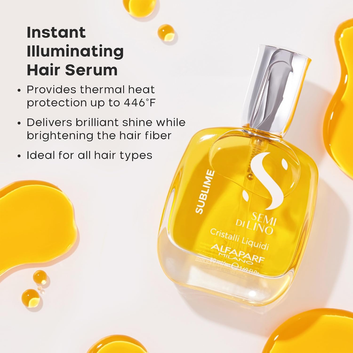 Detalle 2 de ALFAPARF MILANO Semi di Lino Cristalli Liquidi Hair Oil Serum with Heat Protection
