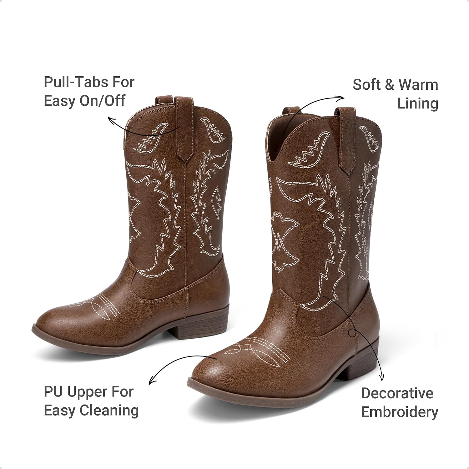 Detalle 2 de DREAM PAIRS Girls' Cowboy Boots, Mid-Calf