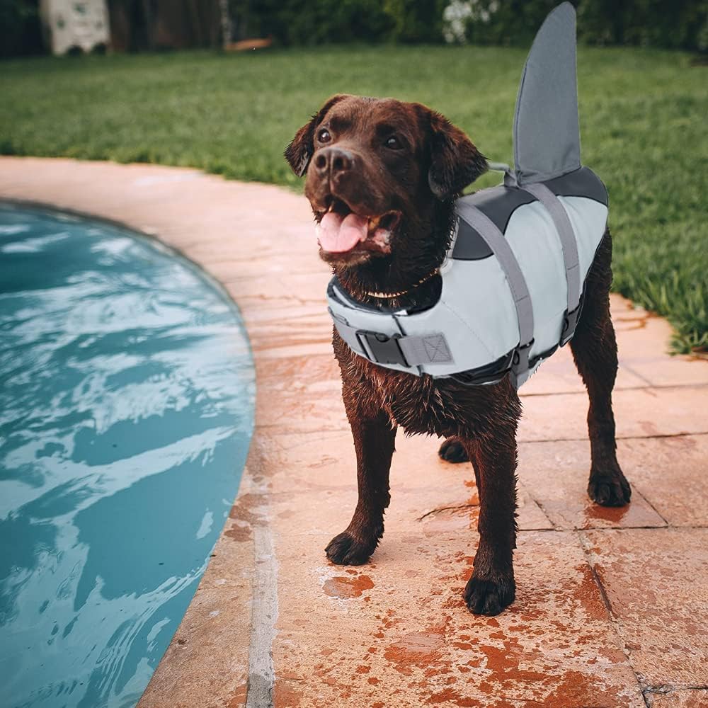 Detalle de EMUST Shark Life Jacket for Dogs – Adjustable Ripstop Vest with Rescue Handle