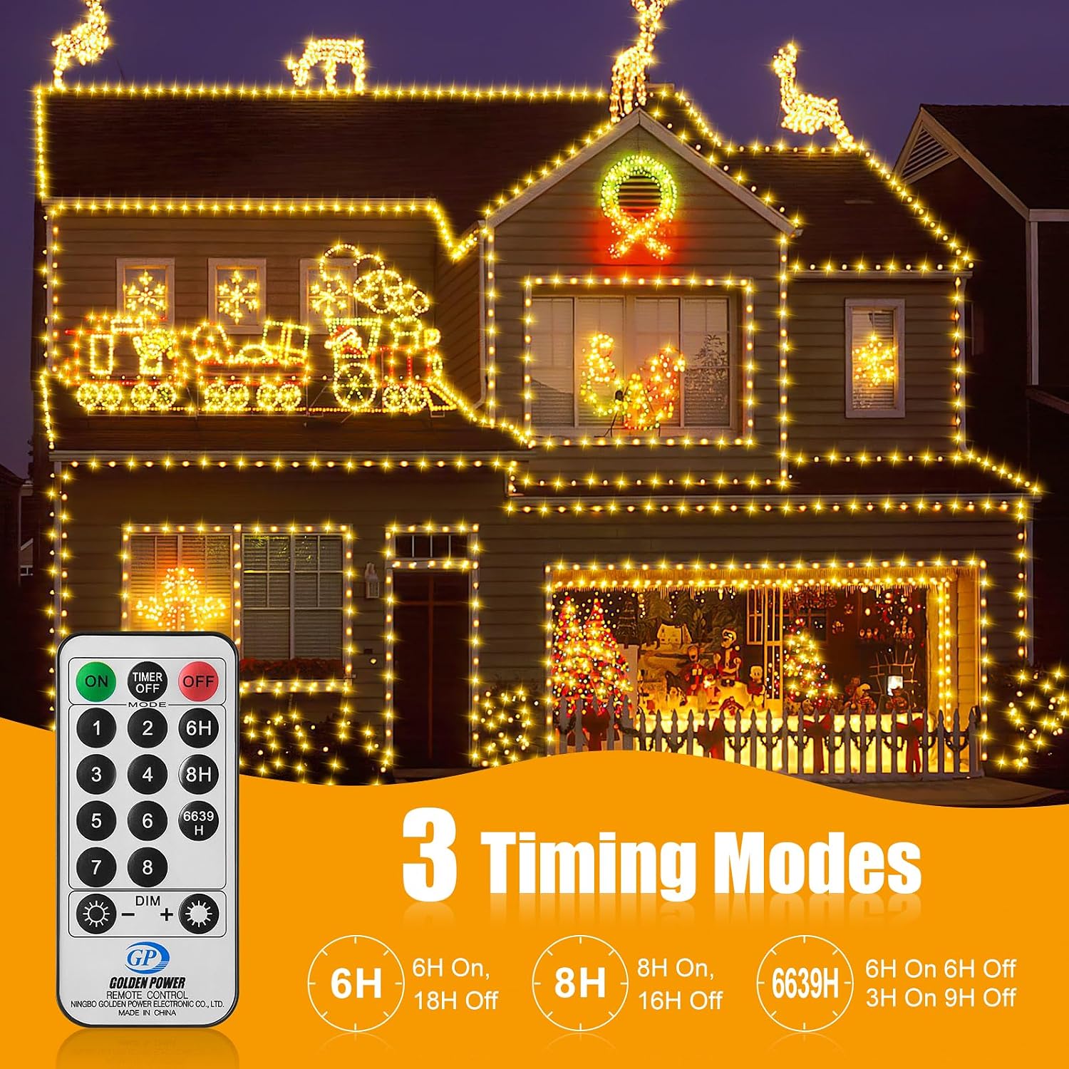 Thumbnail 3 de Outdoor Christmas Tree Fairy Lights (Mains Powered) – 15m String Light with Remote, Waterproof IP44, 150 Warm White LEDs