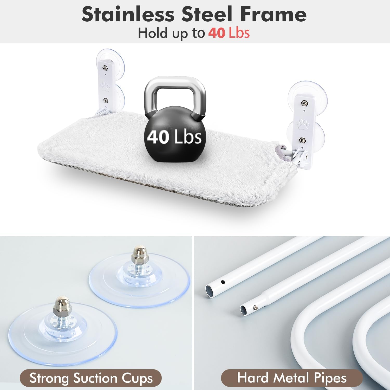 Thumbnail 5 de AMOSIJOY Cordless Cat Window Perch 30 lbs 🐱