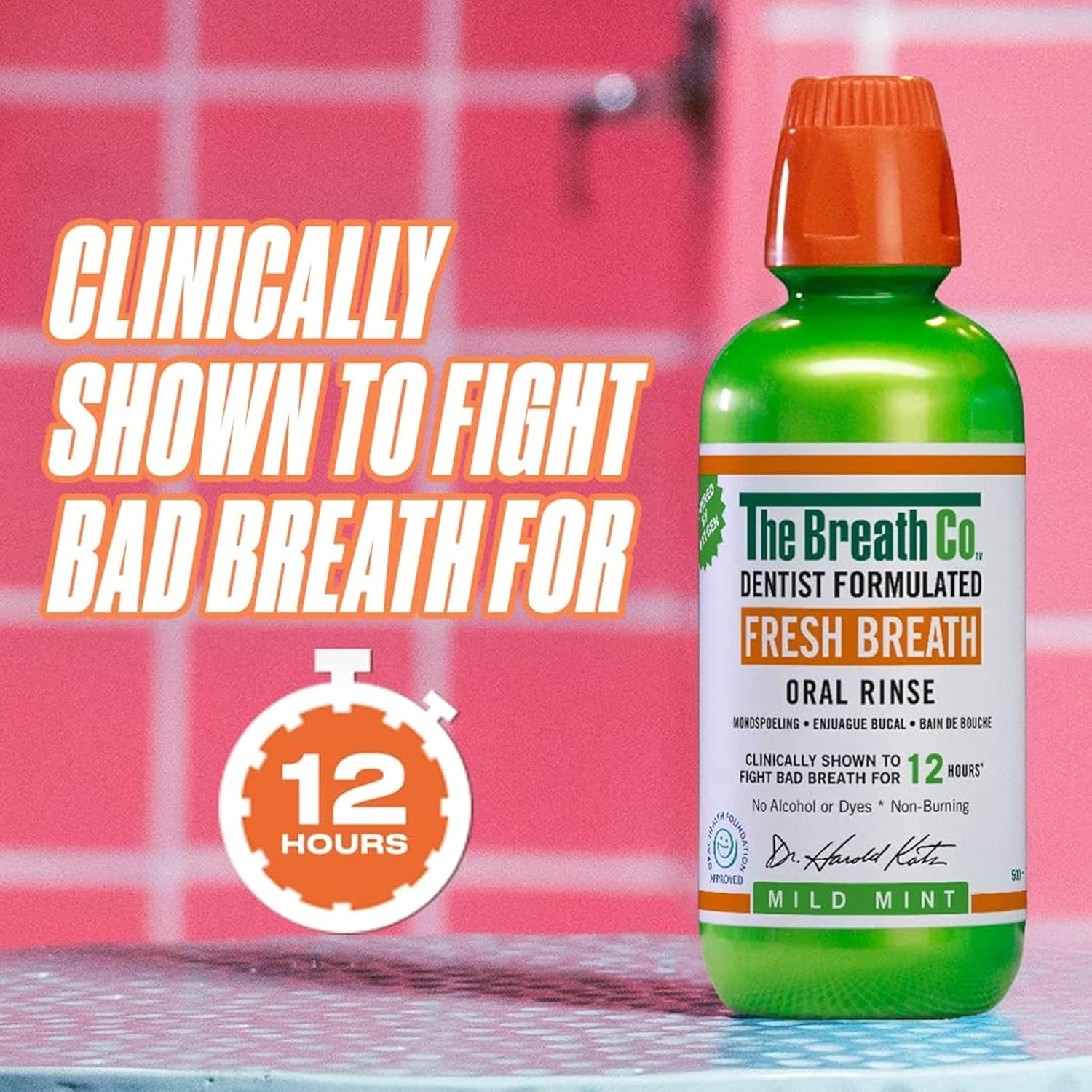 Thumbnail 1 de The Breath Co. Alcohol Free Mouthwash – Dentist Formulated Oral Rinse for 12 Hours of Fresh Breath (Mild Mint, 500ml)