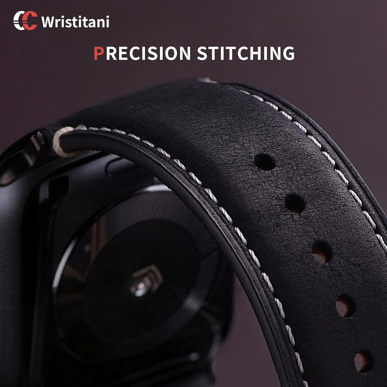 Detalle 2 de Wristitani Bracelet Cuir Véritable pour Apple Watch — Compatible 38–49 mm (Series, Ultra) – Bracelet de Rechange en Cuir