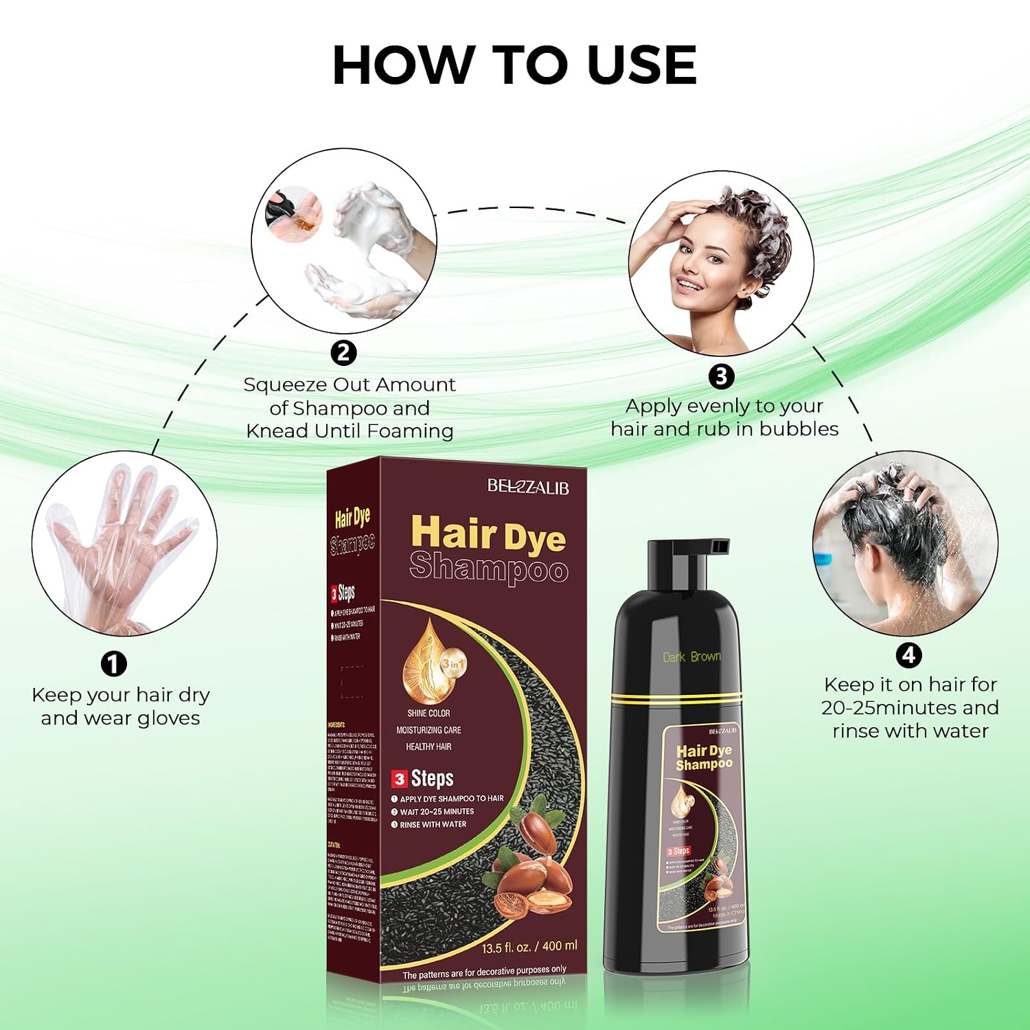 Detalle de Dark Brown Hair Dye Shampoo 13.5 oz
