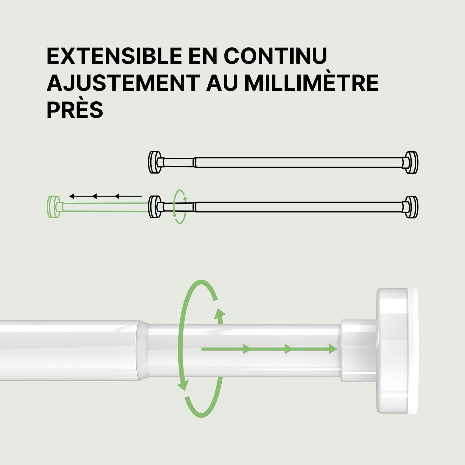 Detalle 1 de MEISENBERG Barre de Douche Extensible 110-200 cm