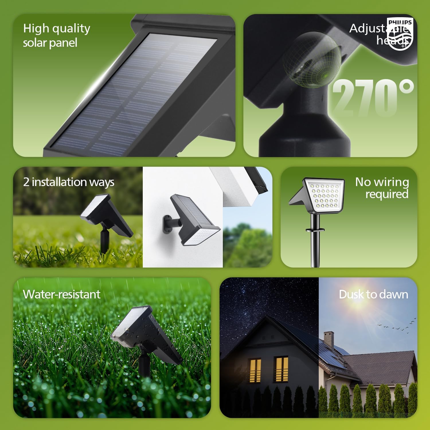 Thumbnail 1 de Philips 2-pack solar spot lights for outdoors with 28 LEDs, dusk to dawn auto lighting