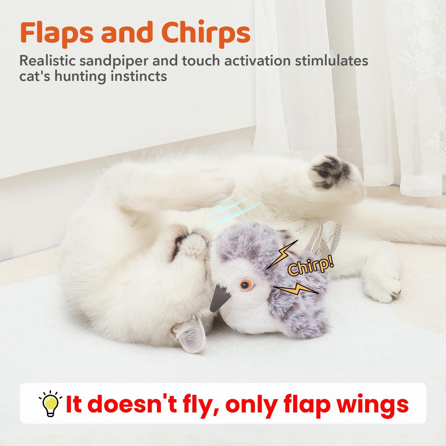 Thumbnail 1 de Potaroma Flapping Bird Cat Toy 4.0" 🐱