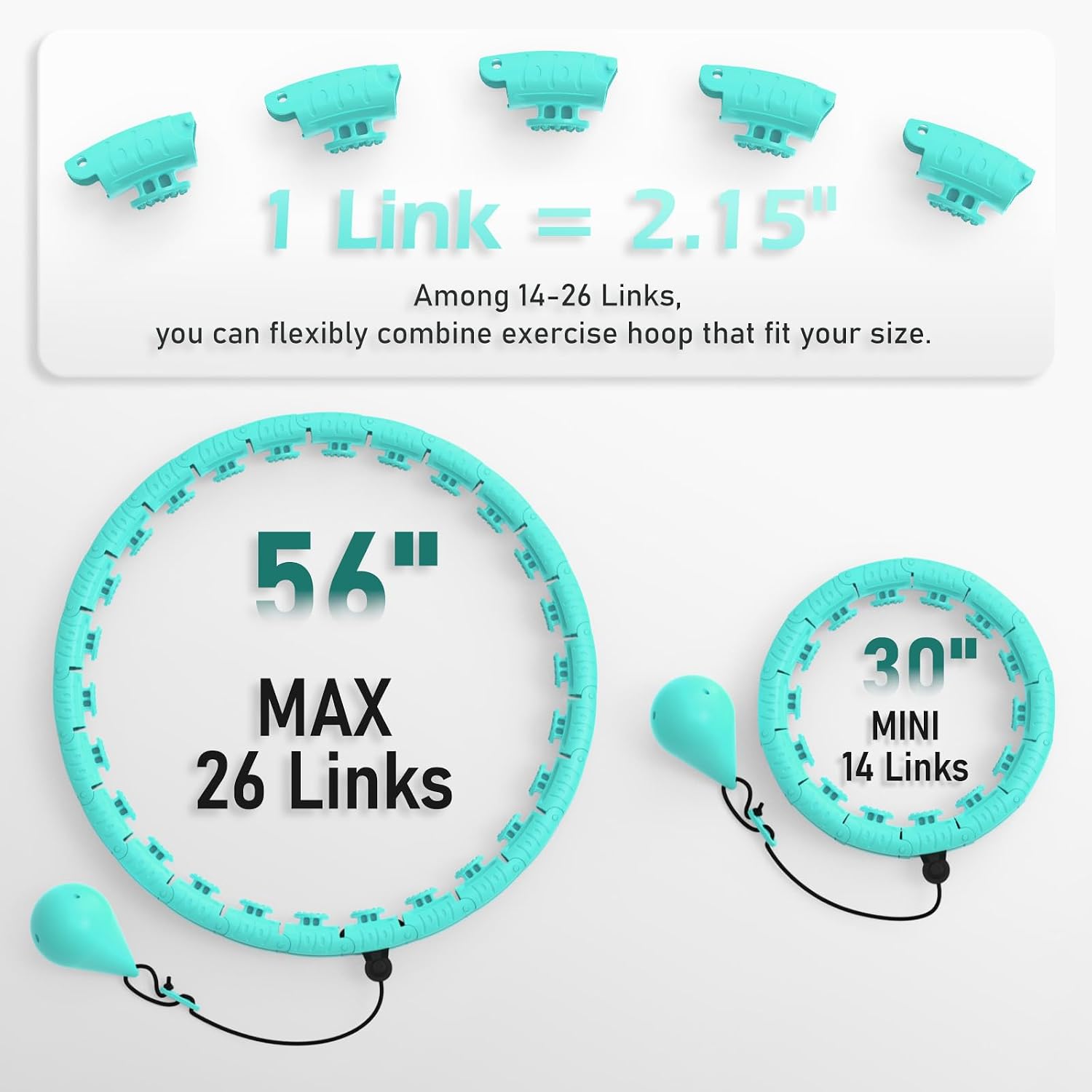 Detalle 2 de JLoibao Infinity Fitness Hoop, Weighted ABS Exercise Hoop with 26 Detachable Links