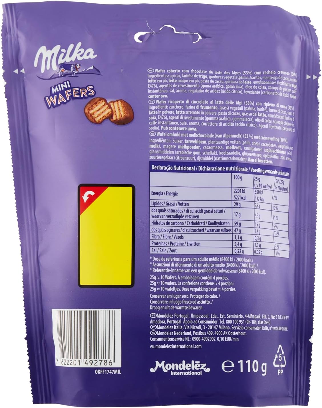 Detalle 2 de Milka Mini Wafers 110g Pack de 8