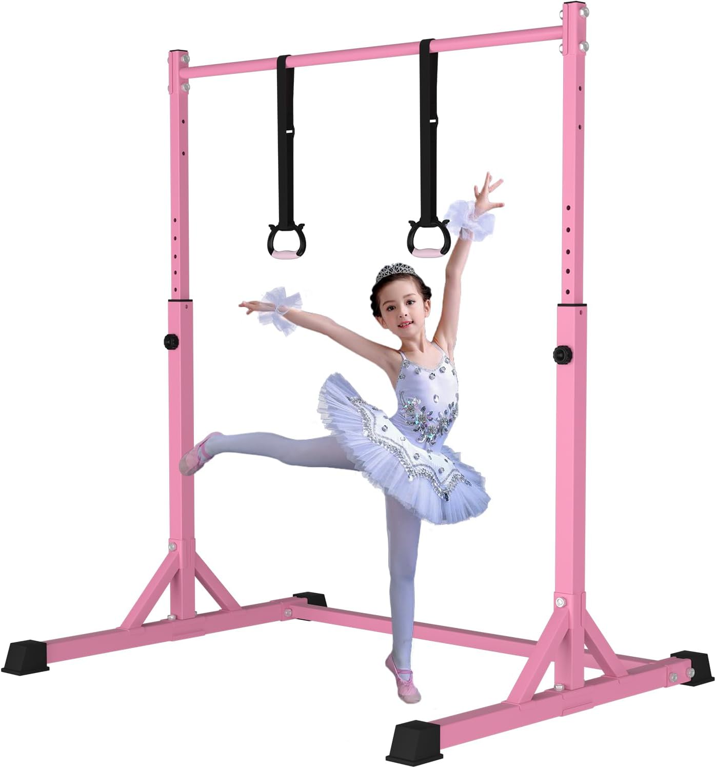 Detalle de Bongkim Kids’ Adjustable Gymnastics Bar with Steel Frame and Fibreglass Rail