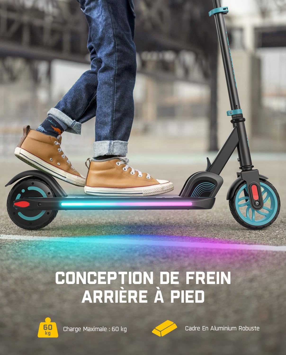 Thumbnail 6 de FanttikRide C9 Apex trottinette électrique enfant (1,2–1,6 m) Bluetooth, lumières arc-en-ciel, 8/13/16 km/h
