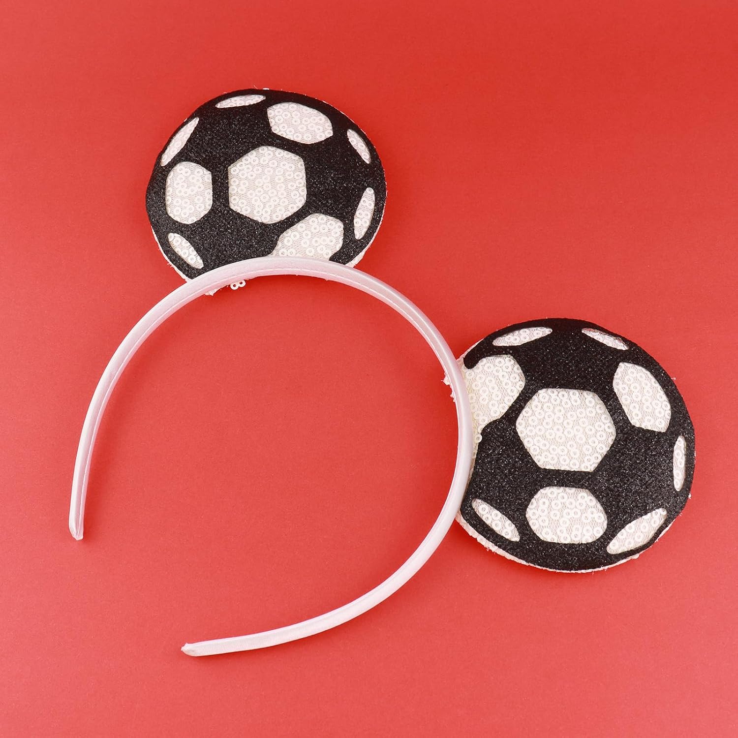 Detalle 1 de LIHELEI Soccer Mouse-Ear Headband with 5-Inch Sequin Bow