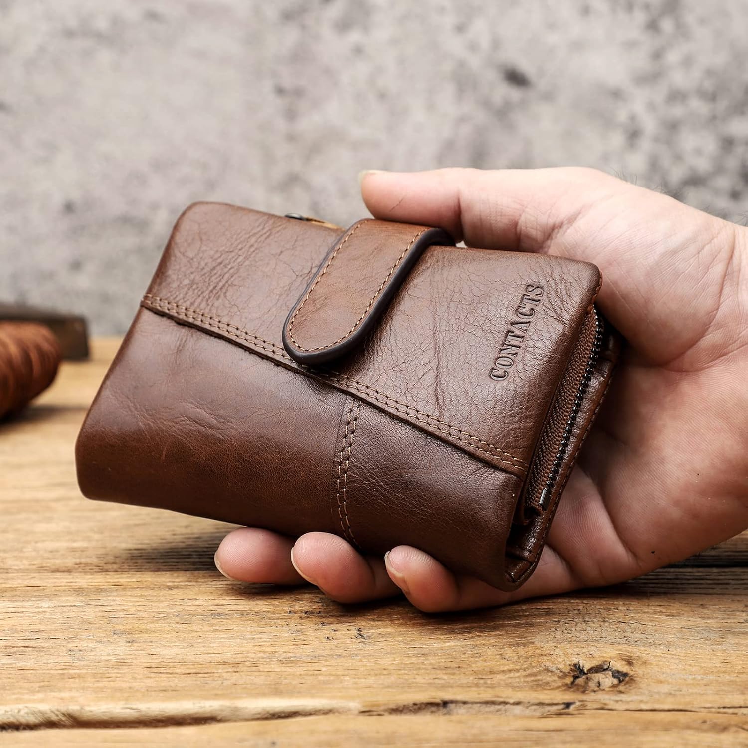 Detalle 2 de Contacts Portefeuille cuir homme avec compartiments et piĂšce đ