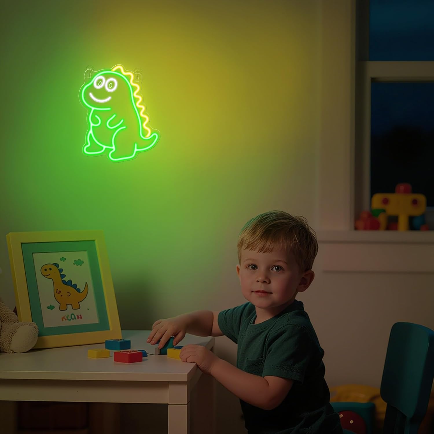 Thumbnail 6 de CoolGift Mart Dinosaurier Neon-Schild – dimmbare Wand- & Tischdekoration mit Silikon-LED für Party, Haus und Garten