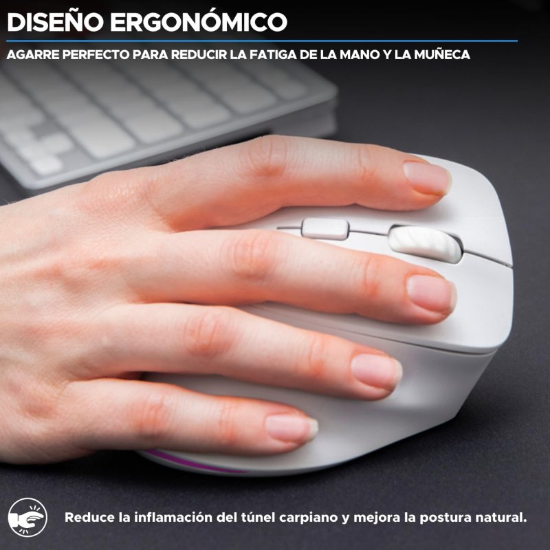 Thumbnail 3 de Bluestork Ergo Lumi: Ratón vertical inalámbrico ergonómico para mano derecha, 2400 DPI