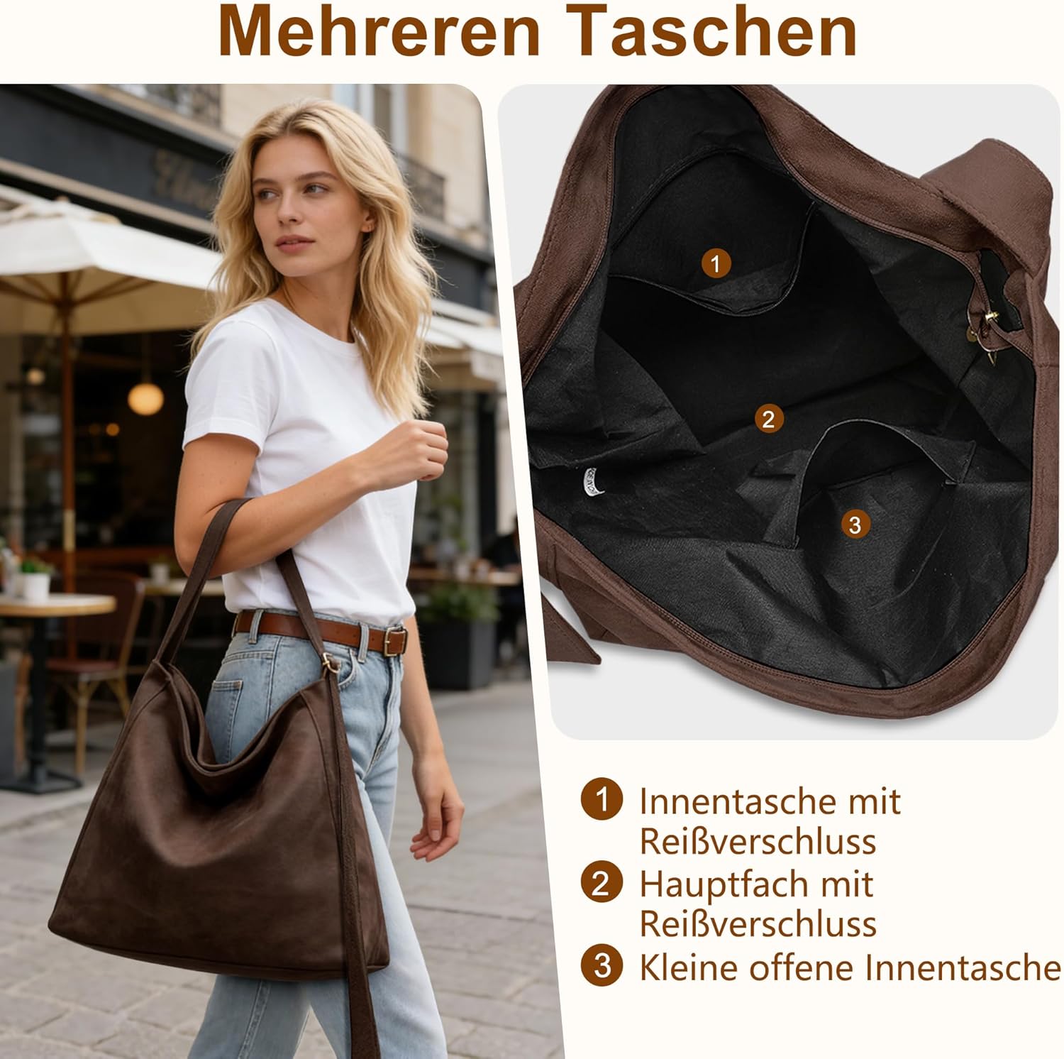 Thumbnail 4 de Gluckstar Handtasche Damen 38×10×37 cm