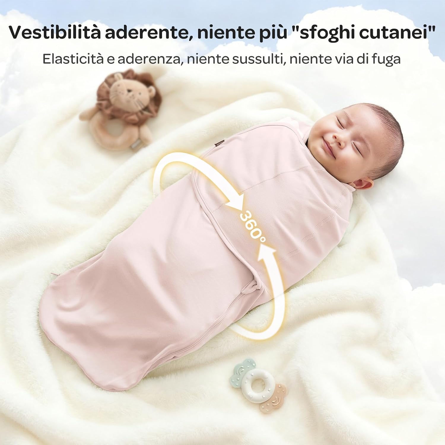 Thumbnail 6 de Momcozy Swaddle Neonato a Chiusura Silenziosa, 2 pezzi Rosa (0–3 mesi)