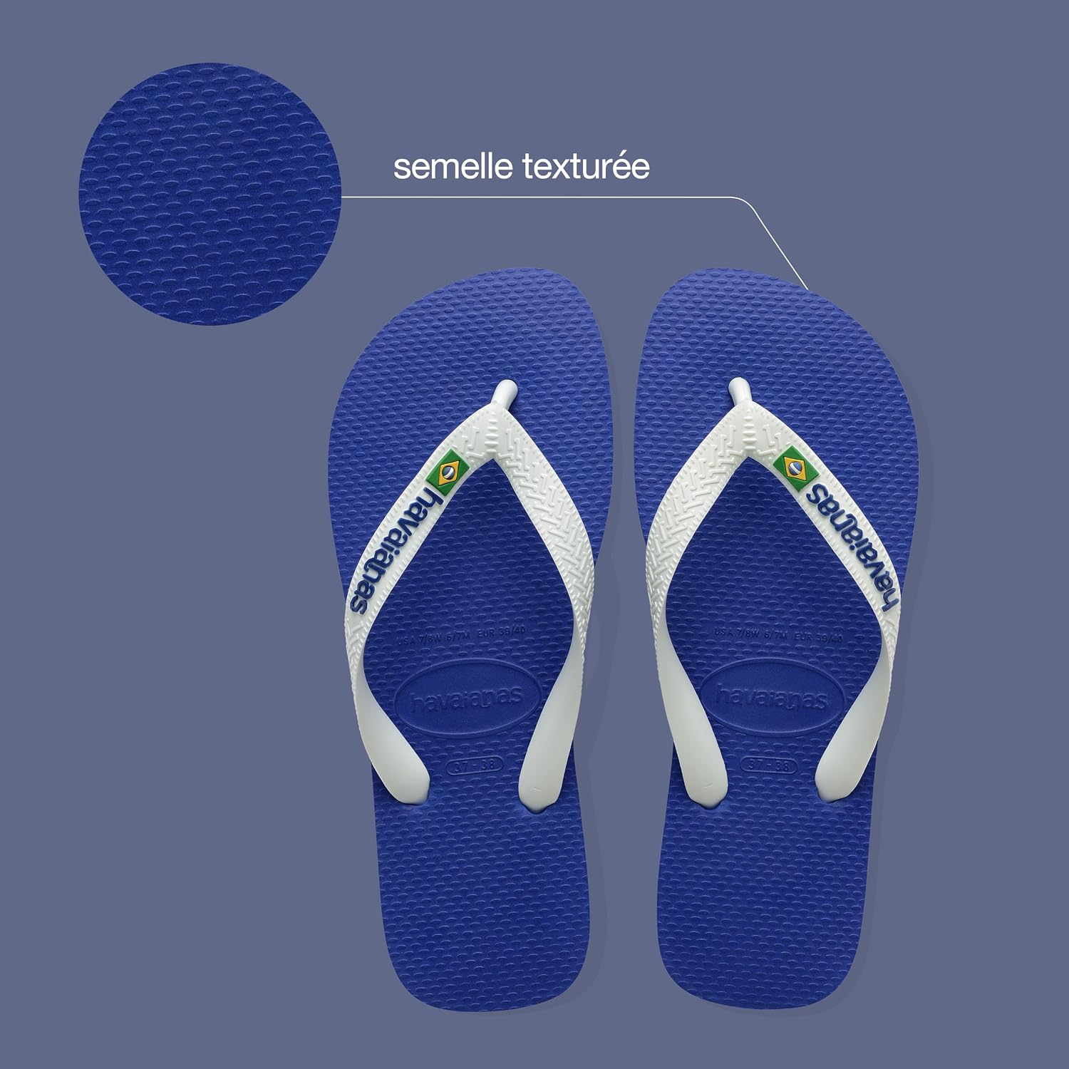 Detalle de Havaianas Femme Hav.Slim : des sandales tongs bleu marine au confort au quotidien