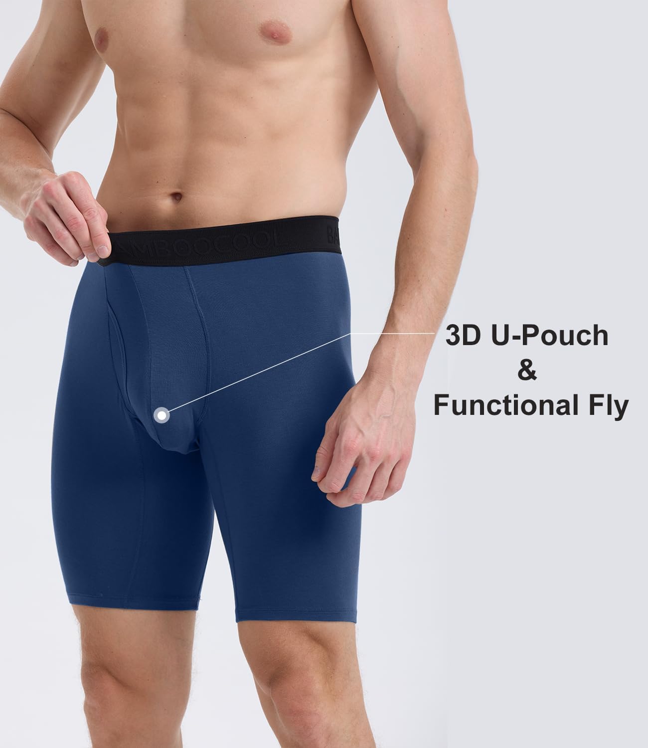 Detalle 2 de BAMBOO COOL Men's Long Boxer Briefs Performance Long Leg Underwear