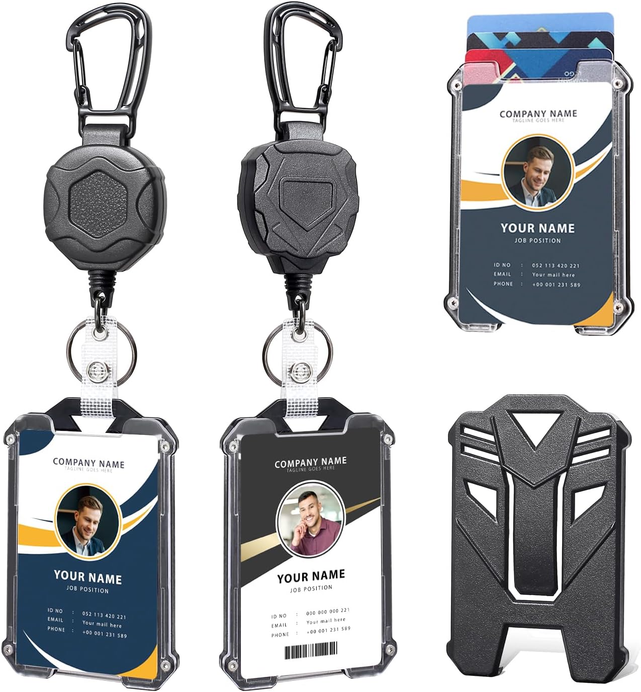Detalle de COOKOOKY 2024.03.12.001 Retractable Badge Holder 2-Pack with 32-Inch Cable