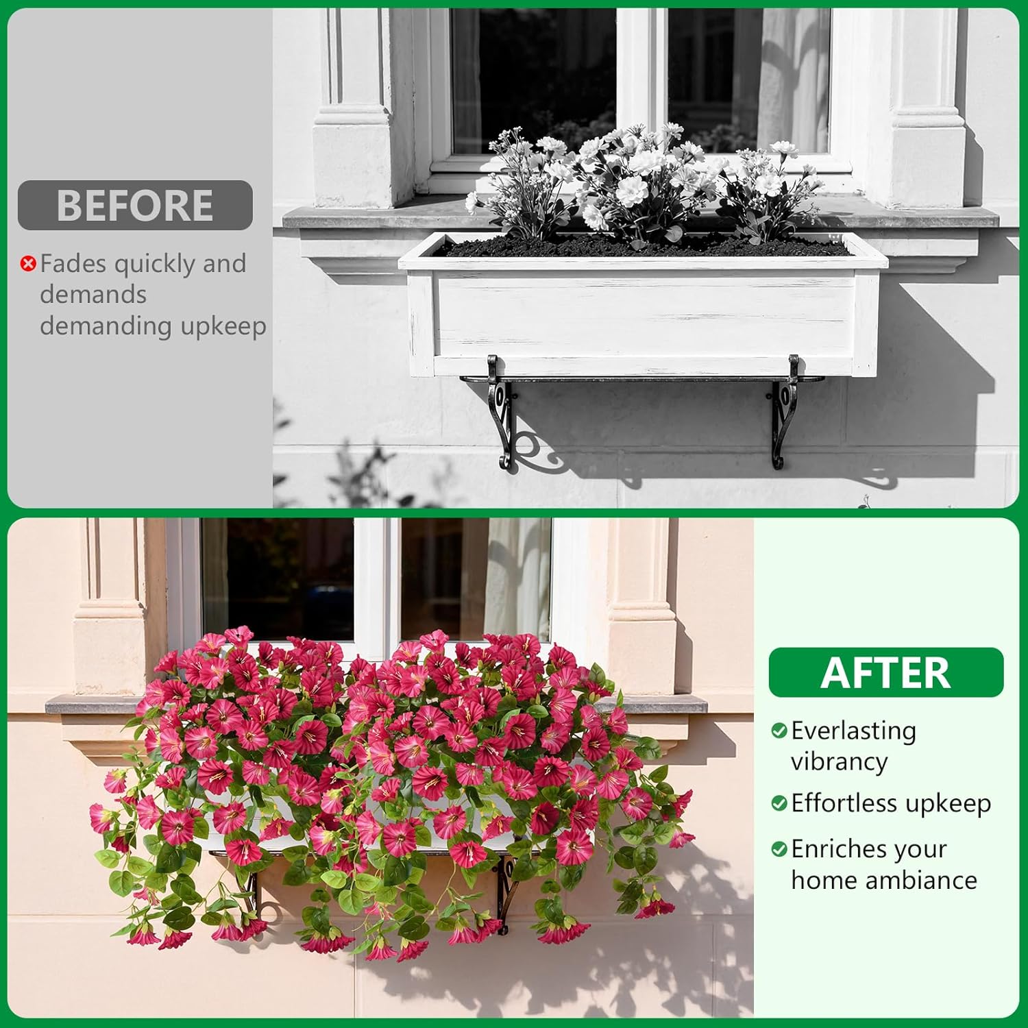 Thumbnail 5 de Homsunny UV-Resistant Faux Petunias for Outdoors (Red)