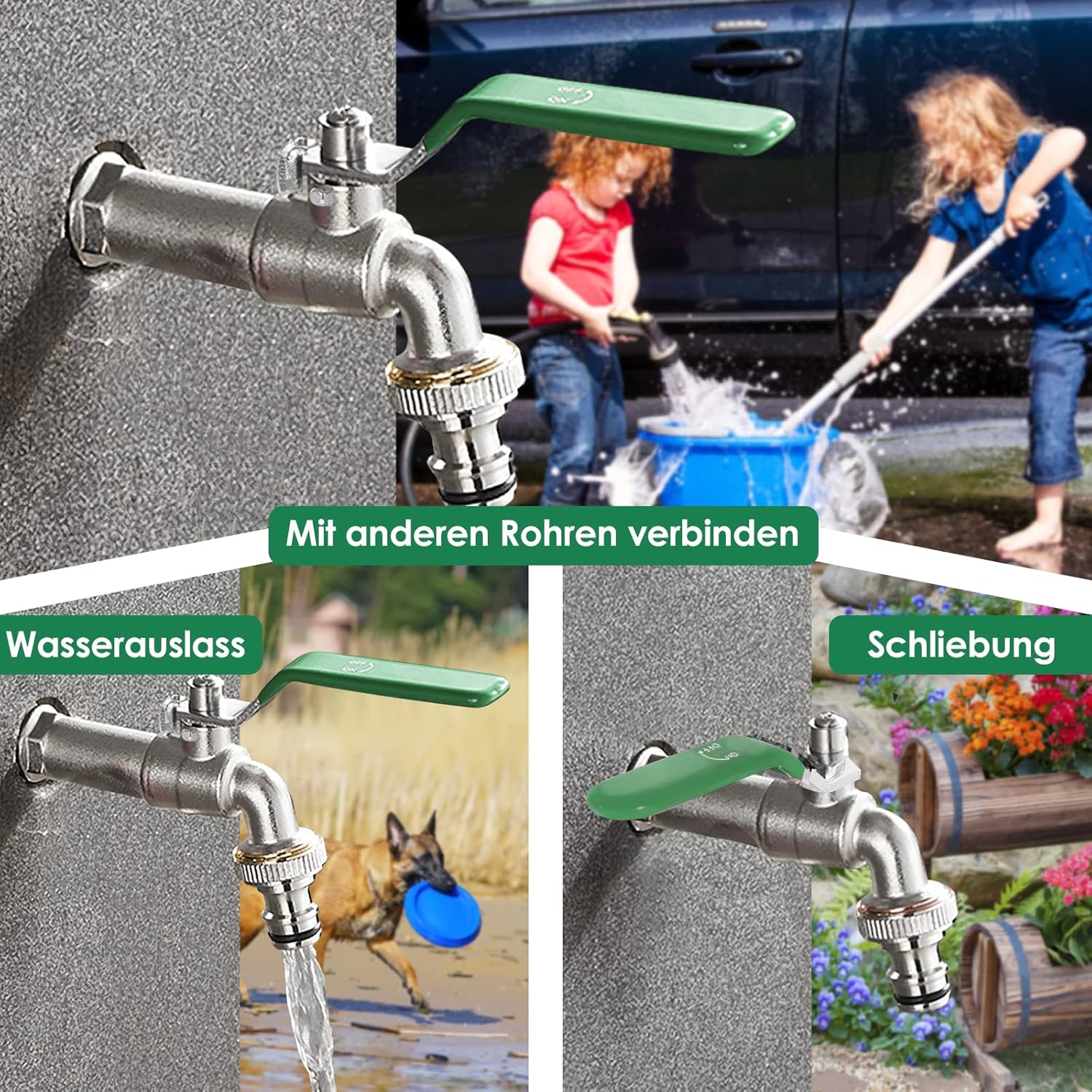 Thumbnail 5 de SPGOOD Garten-Wasserhahn (3/4 Zoll) aus Messing, frost- und rostgeschützt, mit Schlauchanschluss