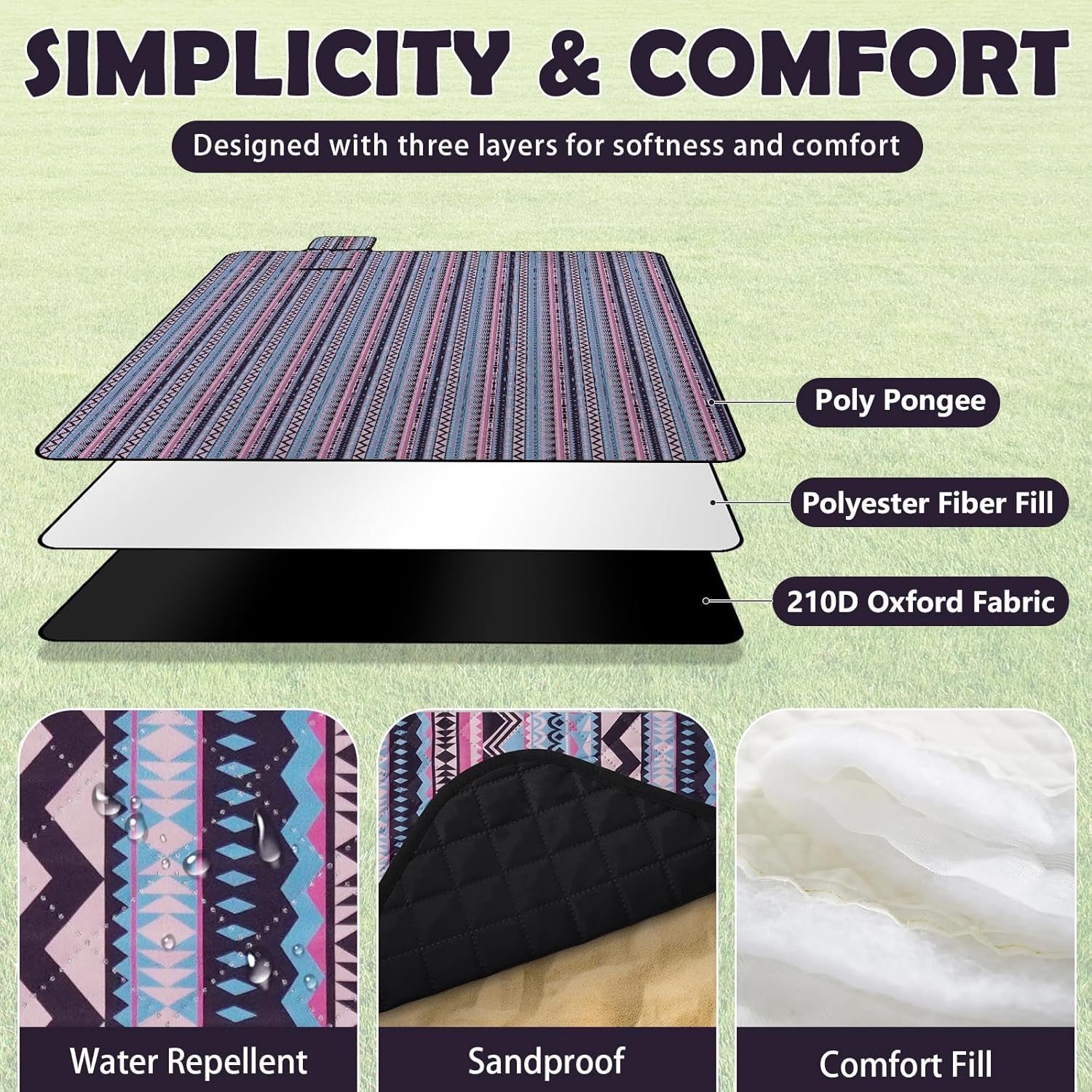 Thumbnail 2 de Ergohortus Picnic Blanket Waterproof, Extra Large 200x200 cm: A practical outdoor companion