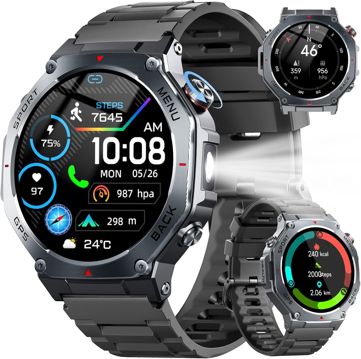 Smartwatch Uomo 1,43" HD con Bluetooth calling e GPS multi-sistema, 160+ modalità sport