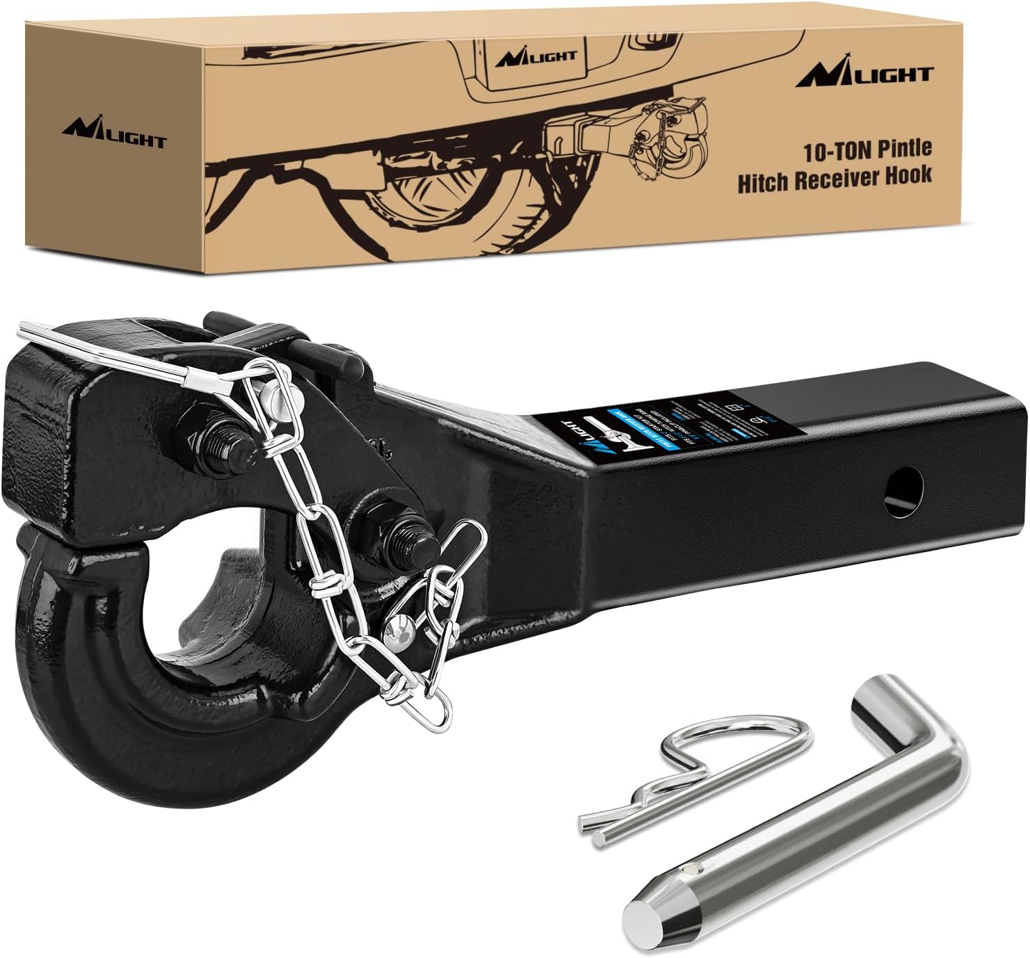 Imagen de Nilight 10-Ton Pintle Hitch for 2-Inch Receiver: Heavy-Duty Military-Grade Utility en OfertitasTOP